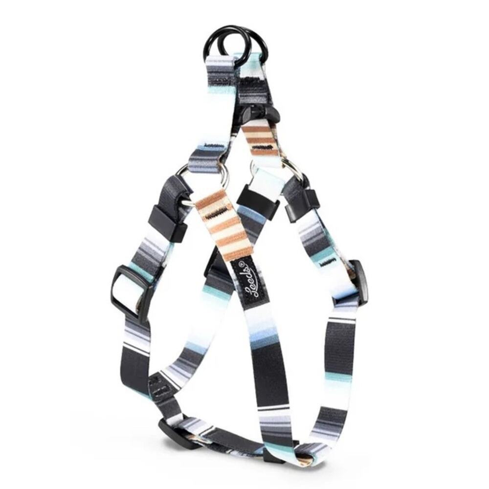 NEW LEEDS Jetty Blue White Orange Stripe Step Harness and 6โ Dog Leash $108 Set - Picture 2 of 11